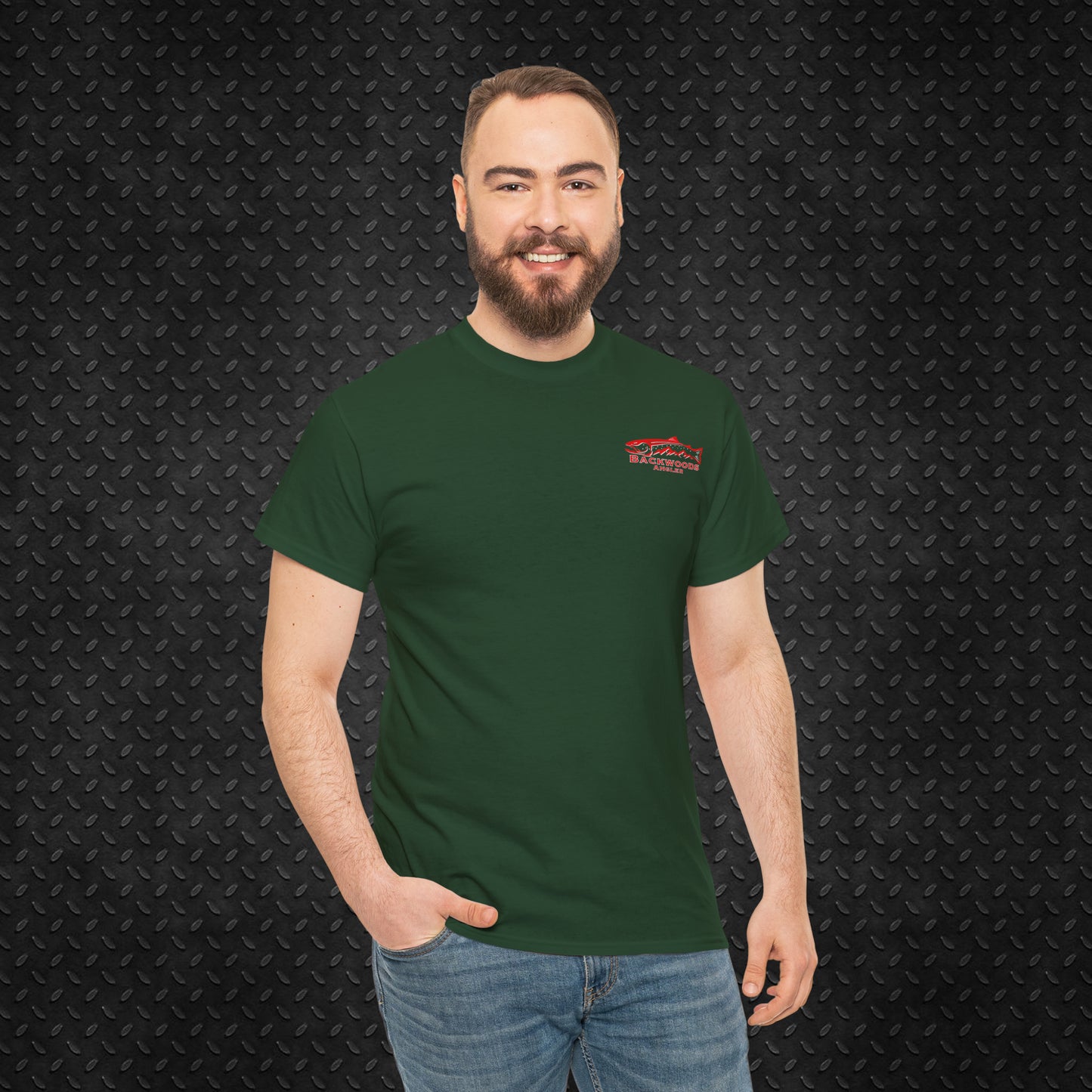 Heavy Cotton Tee Backwoods Angler.
