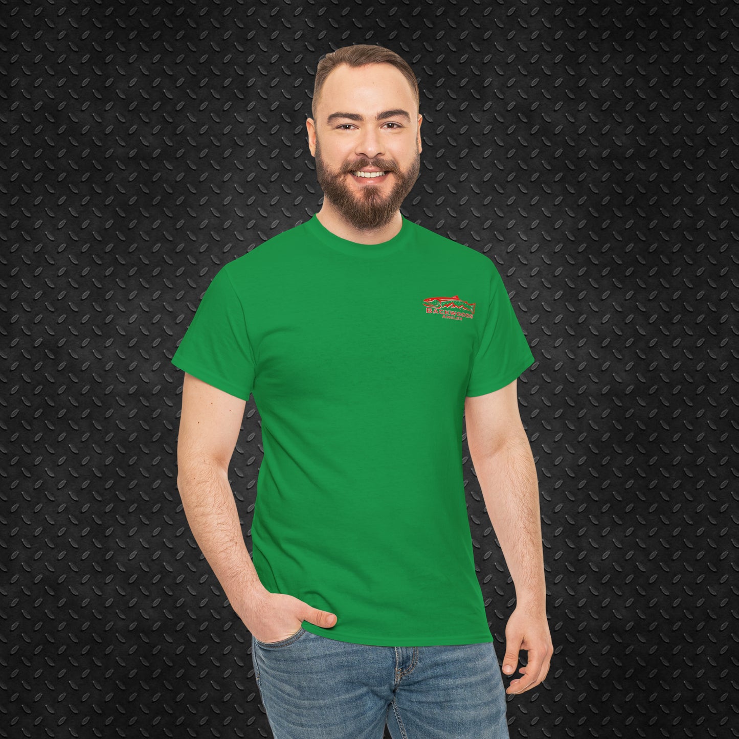 Heavy Cotton Tee Backwoods Angler.