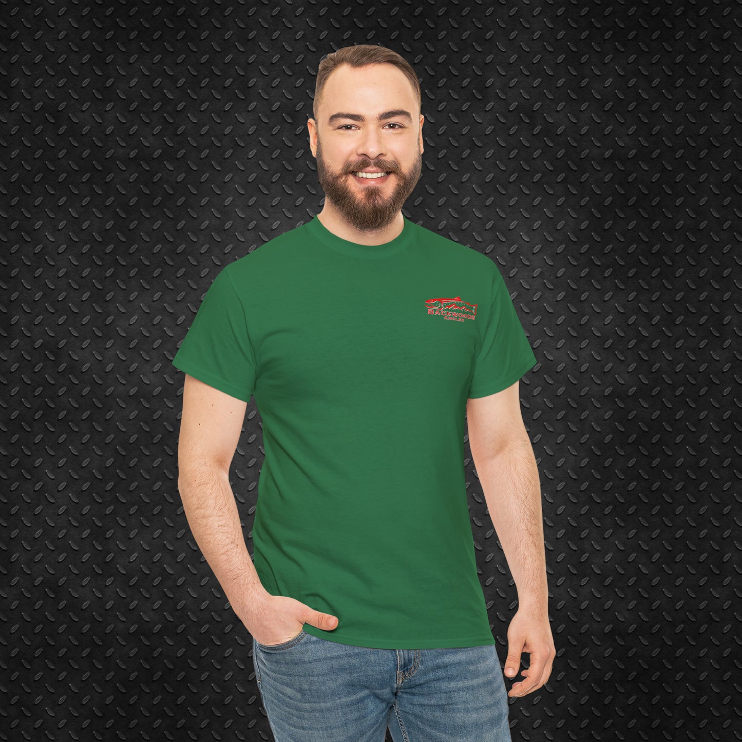 Heavy Cotton Tee Backwoods Angler.