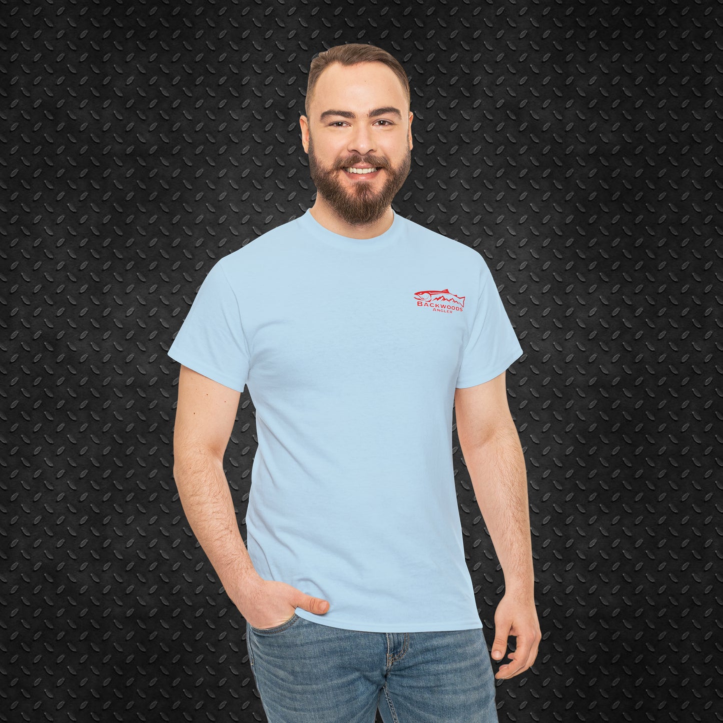 Heavy Cotton Tee Backwoods Angler.