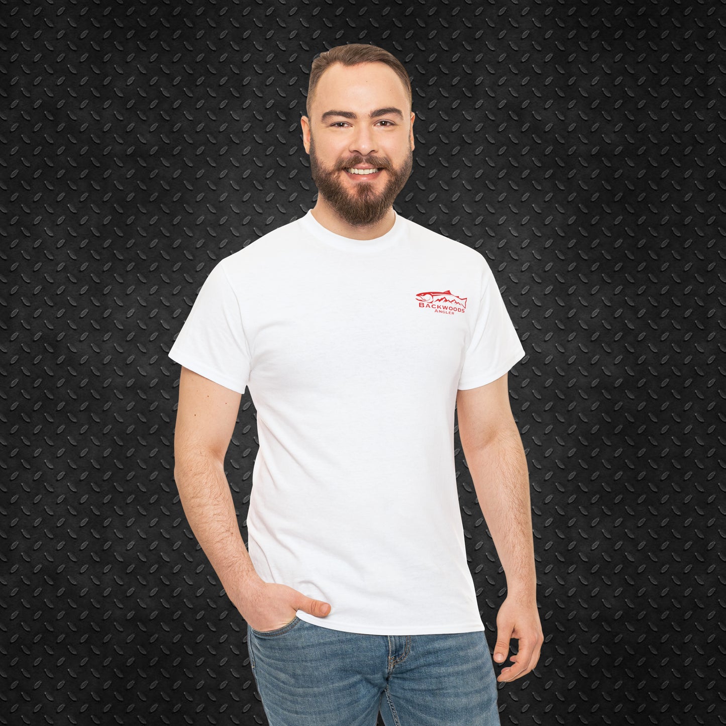 Heavy Cotton Tee Backwoods Angler.